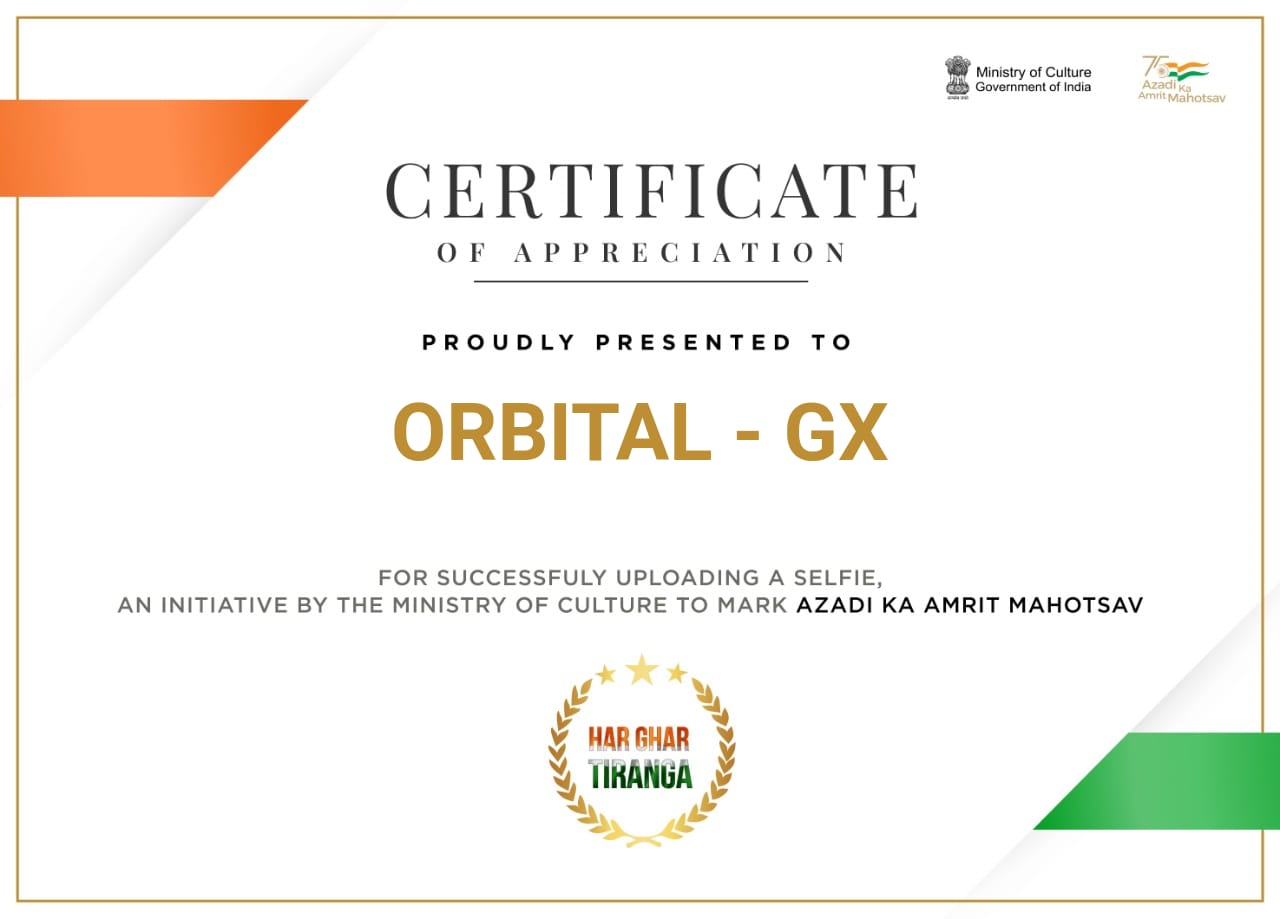 ORBITAL - Gx Certificate of Appreciation